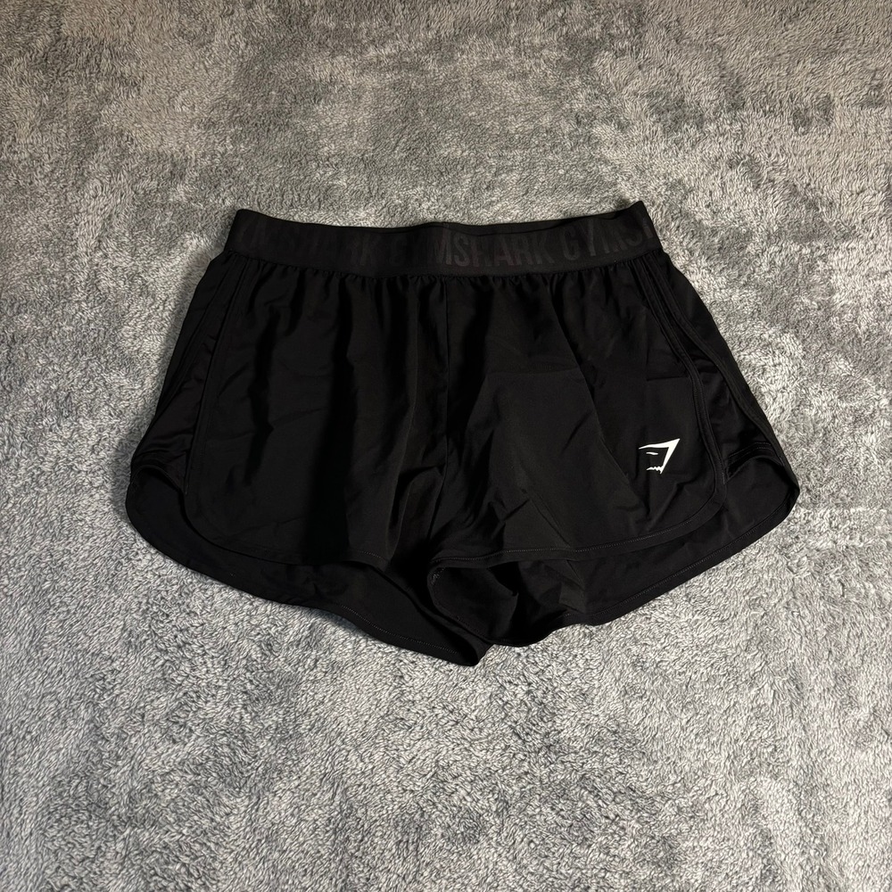 Gymshark Womens Black Running Shorts Elastic Waistband GLSH4718-BK L